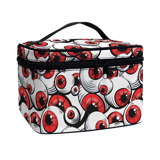 Scary Red Eyeball Pattern Print Travel Makeup Bag