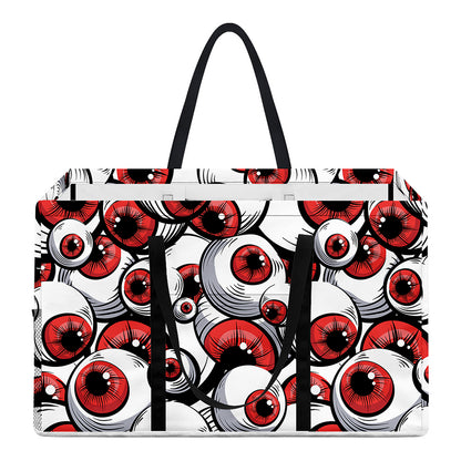 Scary Red Eyeball Pattern Print Utility Tote Bag
