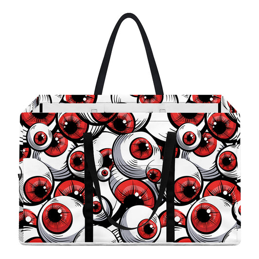 Scary Red Eyeball Pattern Print Utility Tote Bag