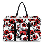 Scary Red Eyeball Pattern Print Utility Tote Bag