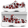 Scary Red Eyeball Pattern Print White Chunky Shoes