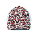 Scary Red Eyeball Pattern Print White Mesh Trucker Hat