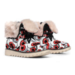 Scary Red Eyeball Pattern Print Winter Boots