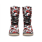 Scary Red Eyeball Pattern Print Winter Boots