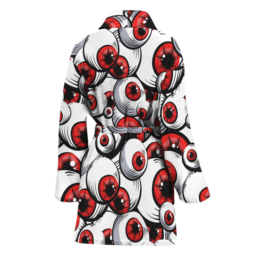Scary Red Eyeball Pattern Print Women's Bathrobe