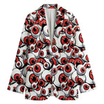 Scary Red Eyeball Pattern Print Women's Blazer