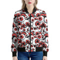 Scary Red Eyeball Pattern Print Women's Bomber Jacket