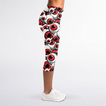 Scary Red Eyeball Pattern Print Women's Capri Leggings