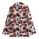 Scary Red Eyeball Pattern Print Women's Cotton Blazer