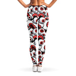 Scary Red Eyeball Pattern Print Women's Leggings