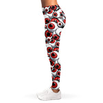 Scary Red Eyeball Pattern Print Women's Leggings
