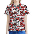Scary Red Eyeball Pattern Print Women's Polo Shirt
