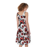 Scary Red Eyeball Pattern Print Women's Sleeveless Dress