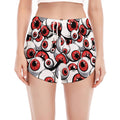 Scary Red Eyeball Pattern Print Women's Split Running Shorts