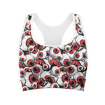 Scary Red Eyeball Pattern Print Women's Sports Bra