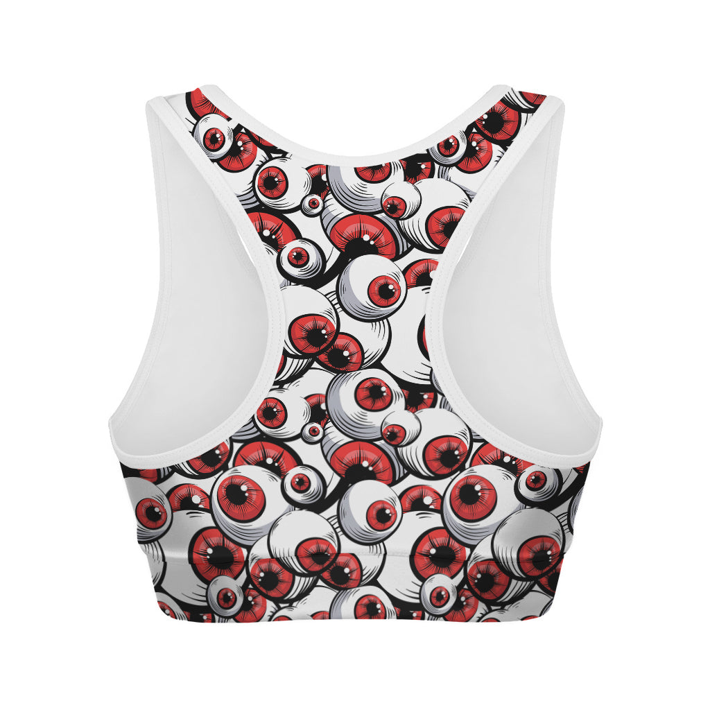 Scary Red Eyeball Pattern Print Women's Sports Bra