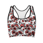Scary Red Eyeball Pattern Print Women's Sports Bra