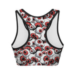Scary Red Eyeball Pattern Print Women's Sports Bra
