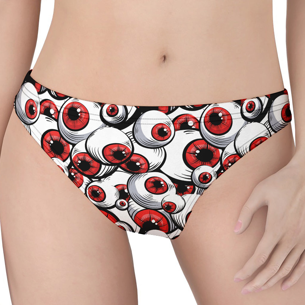 Scary Red Eyeball Pattern Print Women's Thong