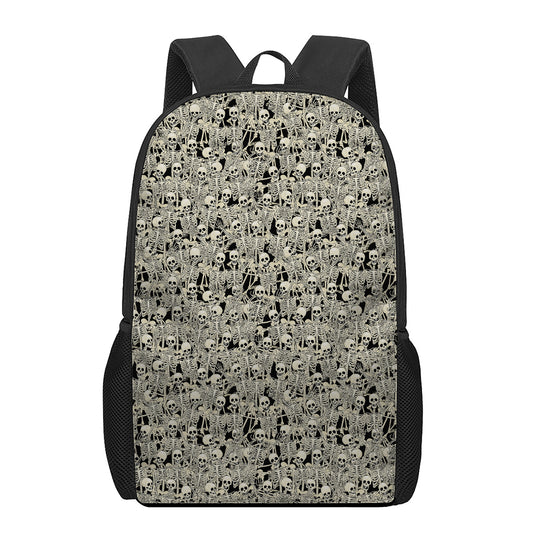 Scary Skeleton Pattern Print 17 Inch Backpack