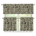 Scary Skeleton Pattern Print 3 Piece Kitchen Curtains