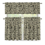 Scary Skeleton Pattern Print 3 Piece Kitchen Curtains