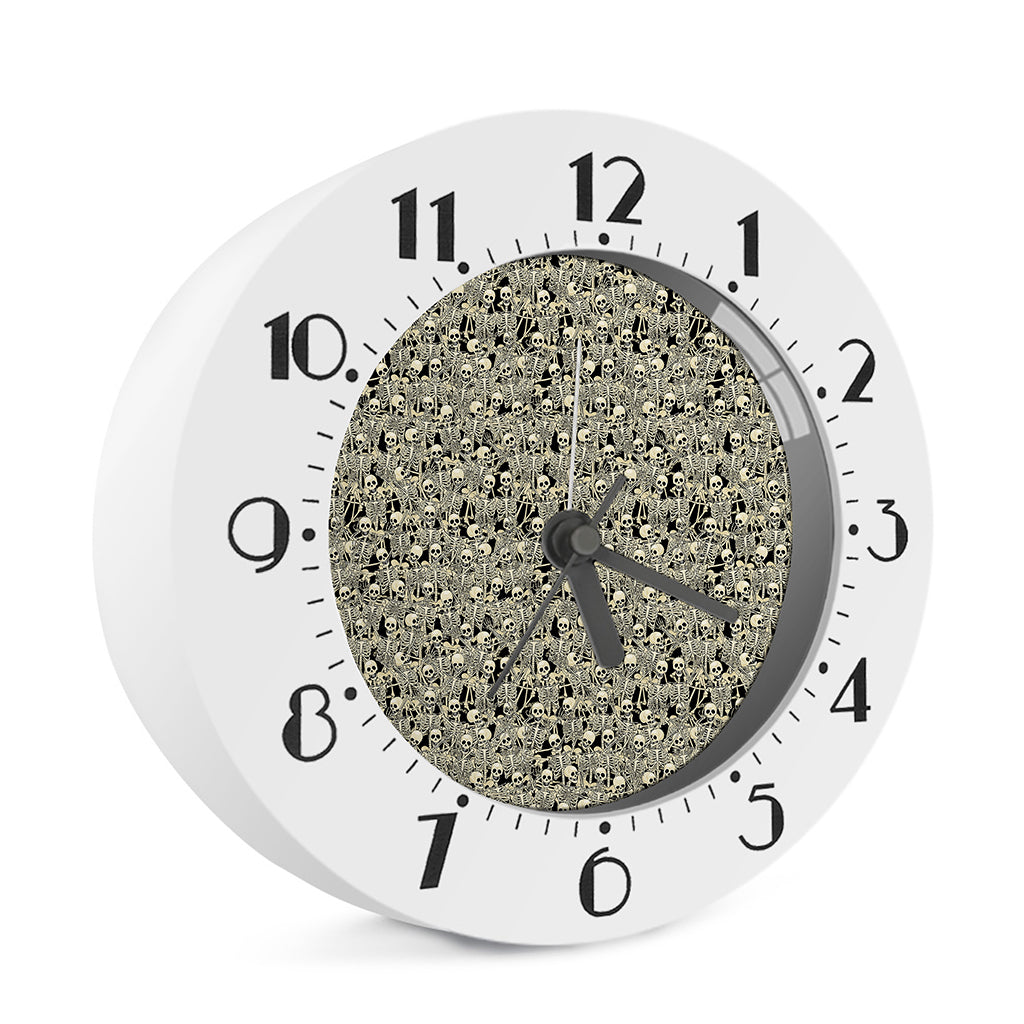 Scary Skeleton Pattern Print Alarm Clock