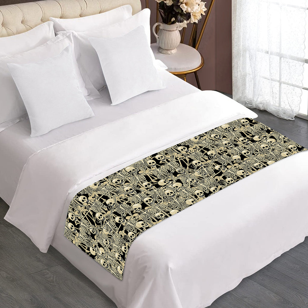 Scary Skeleton Pattern Print Bed Runner
