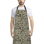 Scary Skeleton Pattern Print Bib Apron With Pocket