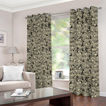 Scary Skeleton Pattern Print Blackout Grommet Curtains