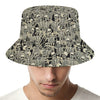 Scary Skeleton Pattern Print Bucket Hat