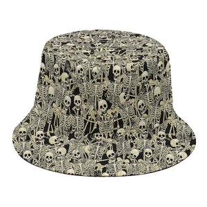 Scary Skeleton Pattern Print Bucket Hat