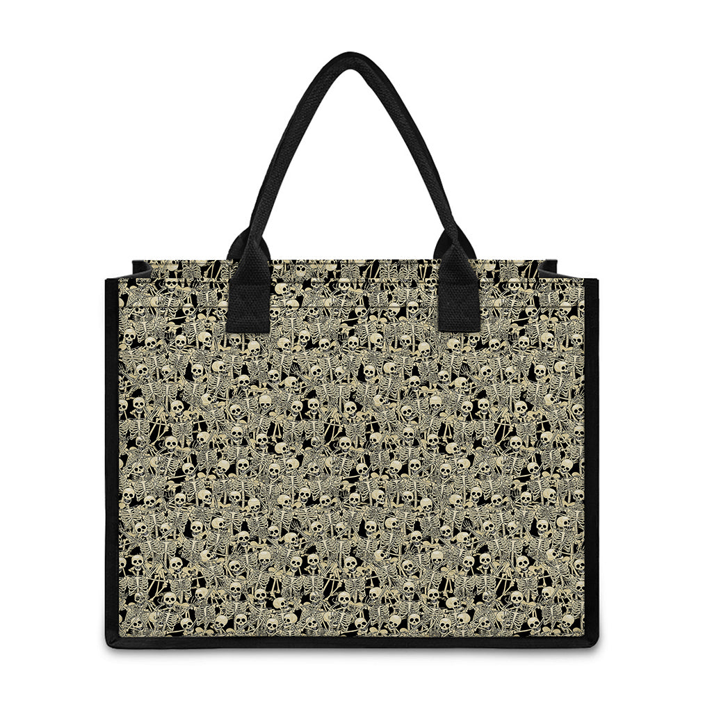 Scary Skeleton Pattern Print Canvas Tote Bag