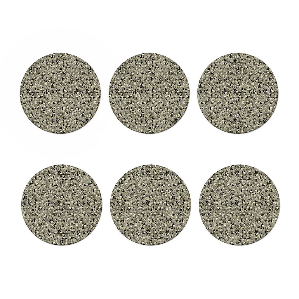 Scary Skeleton Pattern Print Coaster Set