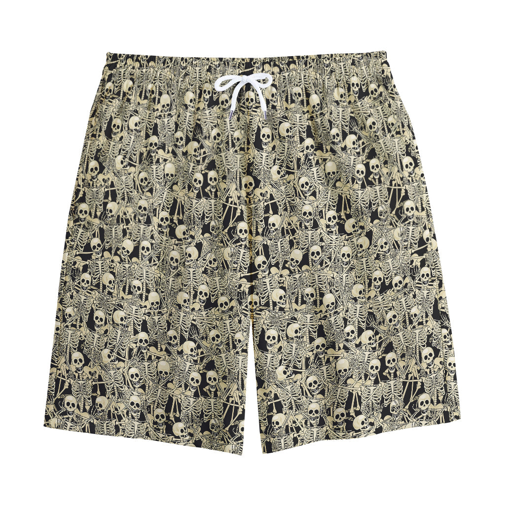 Scary Skeleton Pattern Print Cotton Shorts