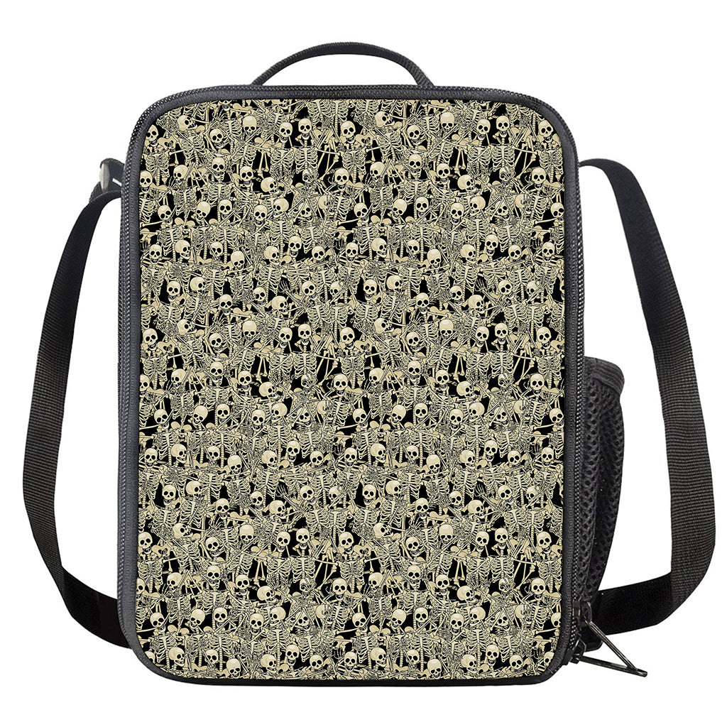 Scary Skeleton Pattern Print Crossbody Lunch Bag
