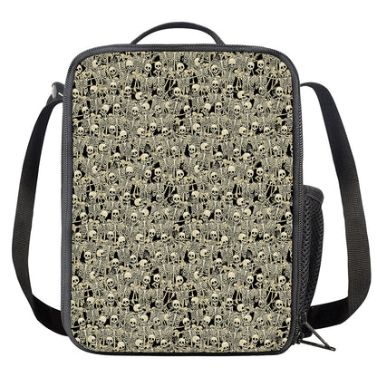Scary Skeleton Pattern Print Crossbody Lunch Bag