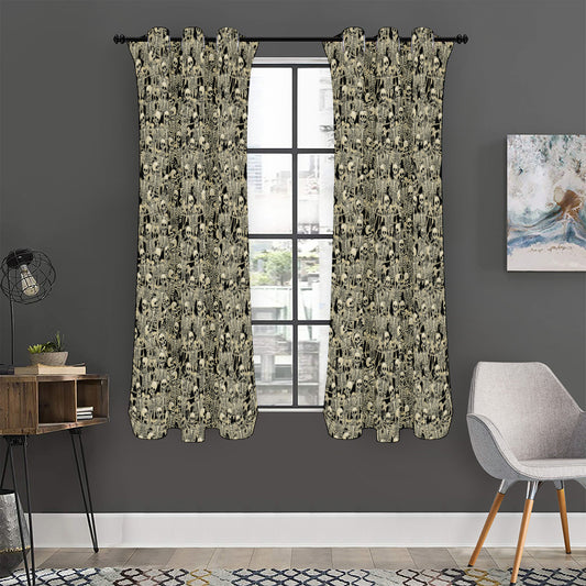 Scary Skeleton Pattern Print Curtain