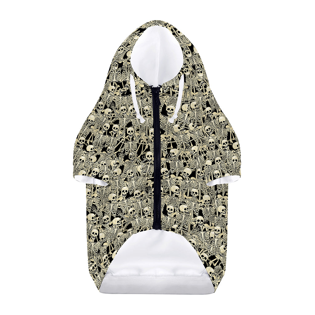 Scary Skeleton Pattern Print Dog Zip Up Hoodie