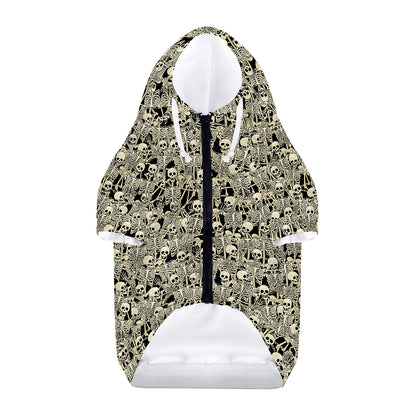 Scary Skeleton Pattern Print Dog Zip Up Hoodie