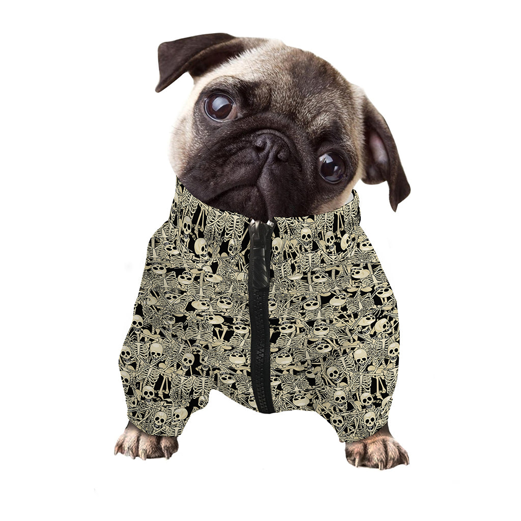 Scary Skeleton Pattern Print Dog Zip Up Jacket