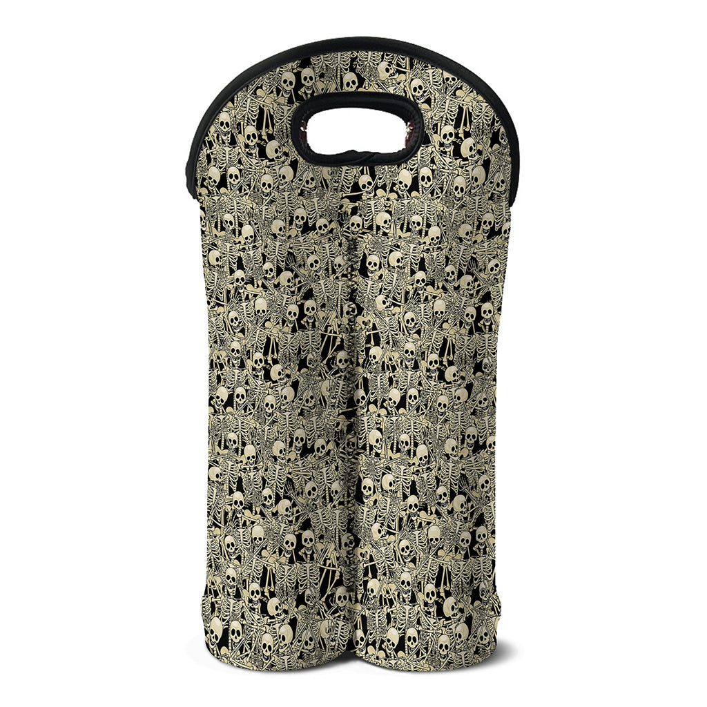 Scary Skeleton Pattern Print Double Neoprene Wine Tote