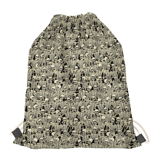 Scary Skeleton Pattern Print Drawstring Bag