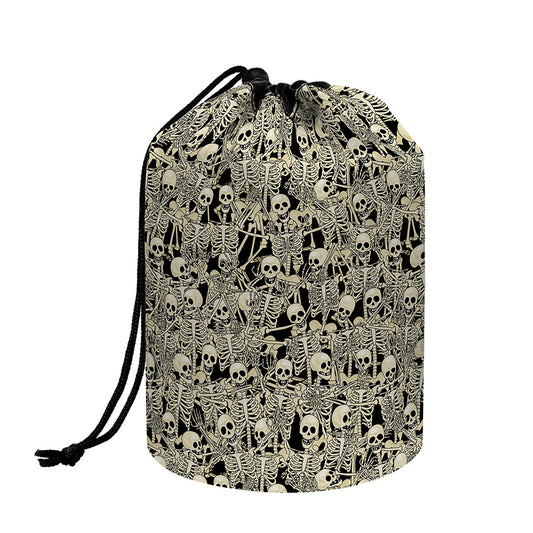 Scary Skeleton Pattern Print Drawstring Makeup Bag