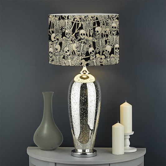 Scary Skeleton Pattern Print Drum Lamp Shade