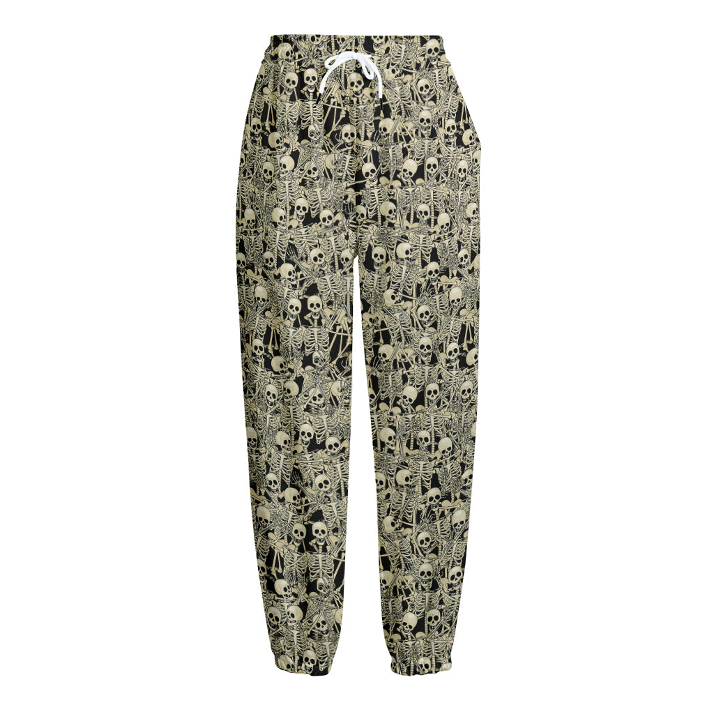 Scary Skeleton Pattern Print Fleece Lined Knit Pants