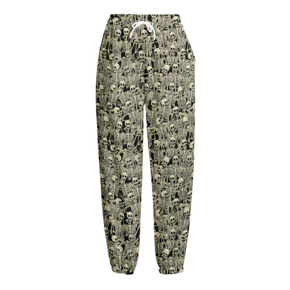 Scary Skeleton Pattern Print Fleece Lined Knit Pants