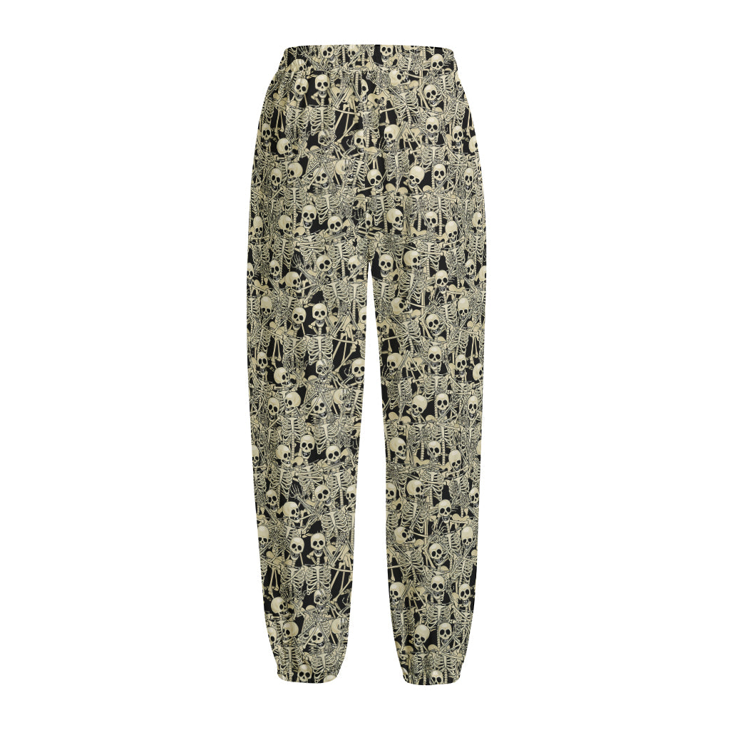 Scary Skeleton Pattern Print Fleece Lined Knit Pants