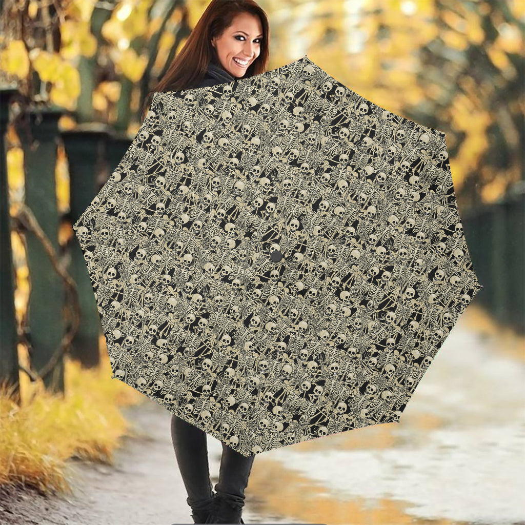 Scary Skeleton Pattern Print Foldable Umbrella