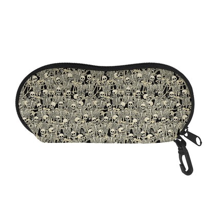 Scary Skeleton Pattern Print Glasses Case